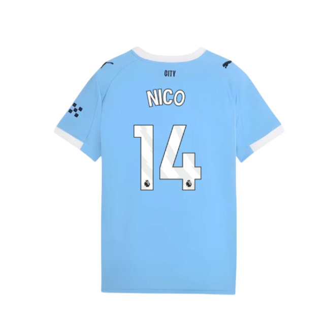 2025-2026 Man City Home Shirt (Kids) (Nico 14)-SoccerKits Hub | Buy Soccer Jerseys Online